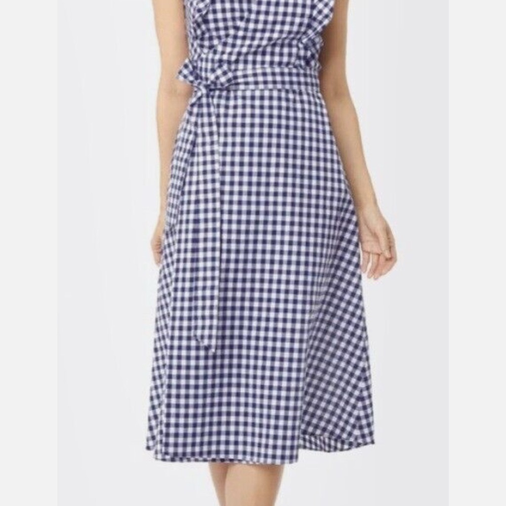 Blue and White Gingham Midi Dress
